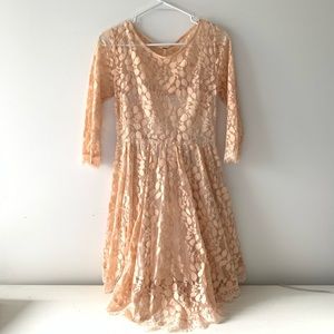 Pale Pink Asymmetrical Free People Lace Dress